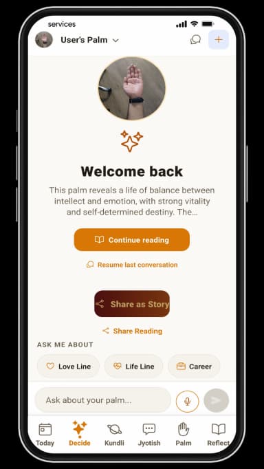 Palm Screen — Unlock Truth Vedic astrology app screenshot